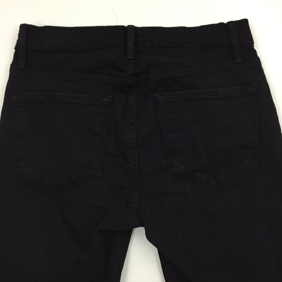 FRAME Le Skinny De Jeanne Film Noir Black Raw Step Hem Logo Hardware Denim Jeans - Picture 8 of 10